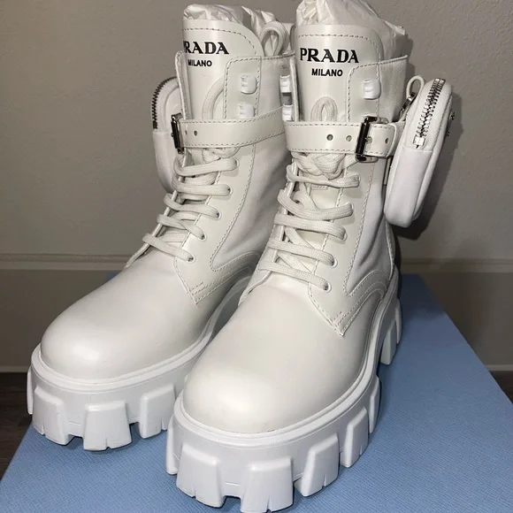 Prada Shoes White Prada Combat Boots Poshmark